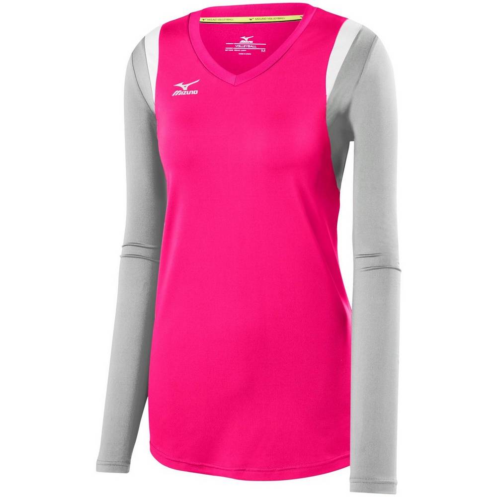 Mizuno Balboa 5.0 Long Sleeve - Bayan Forma - Pembe/Gümüş Türkiye (KIYCTR-562)